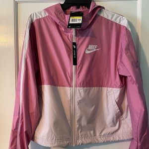 Nike size small light weight windbreaker jacket with hood - pink NWT